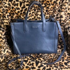Nine West Navy/black Leather Tote Bag with Shoulder Strap